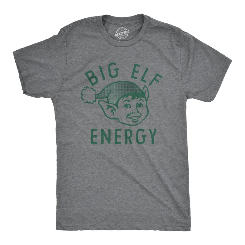 Men's slim - fit graphic t - shirts with vintage rock band printsBig Elf Energy Men's T Shirt Men's slim - fit graphic t - shirts with vintage rock band printsBig Elf Energy Men's T Shirt