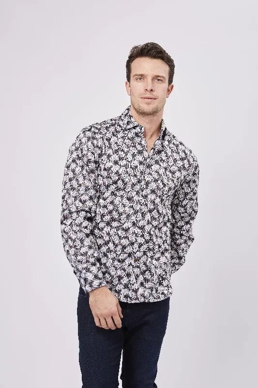 Men's moisture - wicking athletic t - shirts for intense workoutsBlack and White Leaves and Check Shirt Men's moisture - wicking athletic t - shirts for intense workoutsBlack and White Leaves and Check Shirt