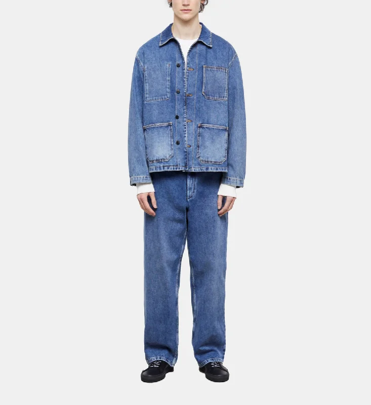 Men's plus - size pocket t - shirts with a classic lookBlue Denim Overshirt