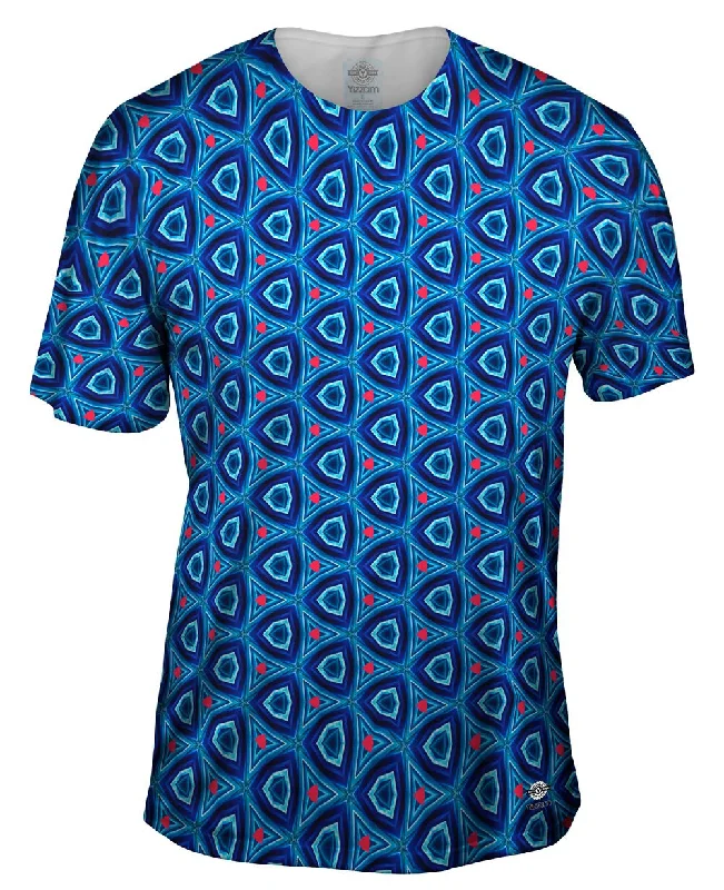 Men's polo t - shirts with a contrast collar for a preppy lookBlue Sky Murano Pattern Men's polo t - shirts with a contrast collar for a preppy lookBlue Sky Murano Pattern