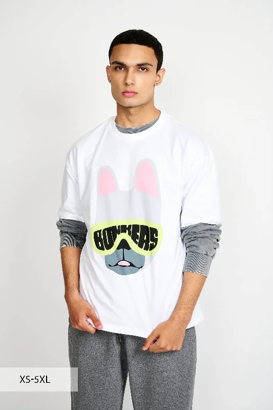 Men's organic cotton crew - neck t - shirts for everyday comfortBonkers Bulldog Oversized T-shirt Men's organic cotton crew - neck t - shirts for everyday comfortBonkers Bulldog Oversized T-shirt