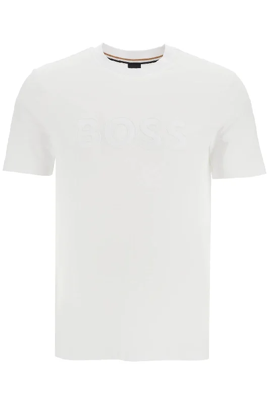 Men's ribbed t - shirts with a textured finish for added styleBoss Men's T-Shirt With Patch Logo Design Men's ribbed t - shirts with a textured finish for added styleBoss Men's T-Shirt With Patch Logo Design