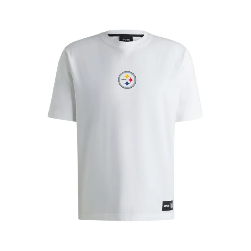 Men's slim - fit graphic t - shirts with vintage rock band printsBOSS x NFL stretch-cotton T-shirt with special branding Men's slim - fit graphic t - shirts with vintage rock band printsBOSS x NFL stretch-cotton T-shirt with special branding
