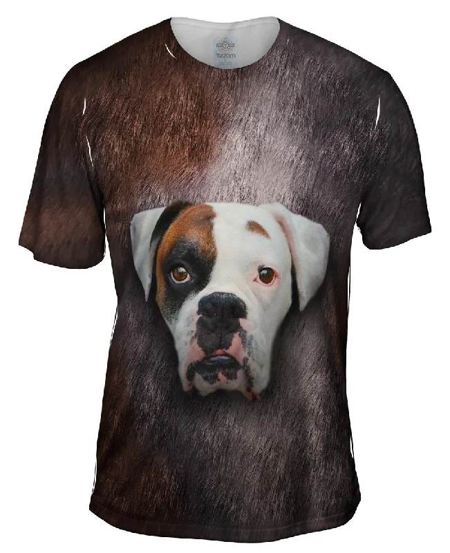 Men's short - sleeve linen t - shirts for summer beach outingsBoxer Dog Face