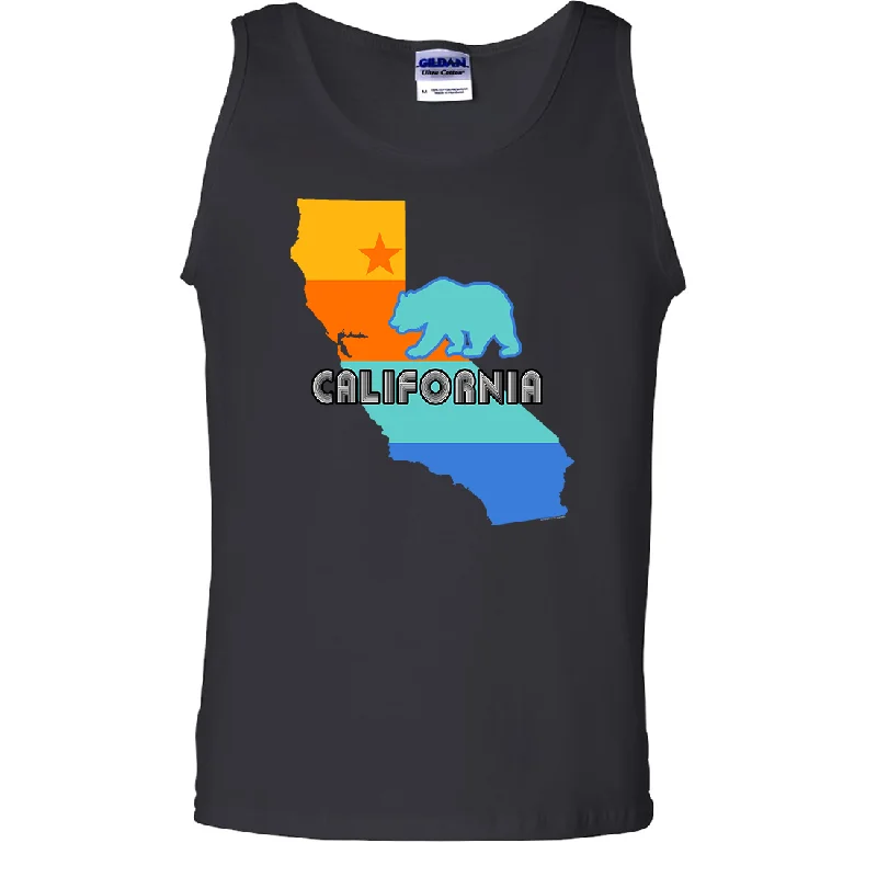 Men's polo t - shirts with a contrast collar for a preppy lookCalifornia Bear State Stripes Asst Colors Tank Top Men's polo t - shirts with a contrast collar for a preppy lookCalifornia Bear State Stripes Asst Colors Tank Top