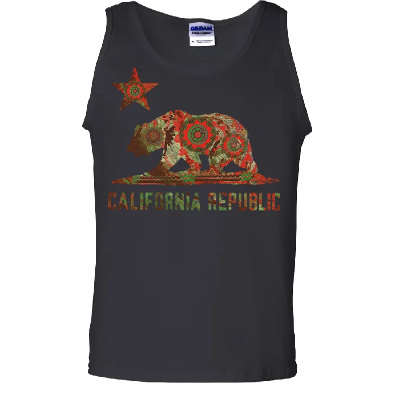 Men's mock - neck t - shirts with a modern and sleek styleCalifornia Chumash Mandala Bear Asst Colors Tank Top