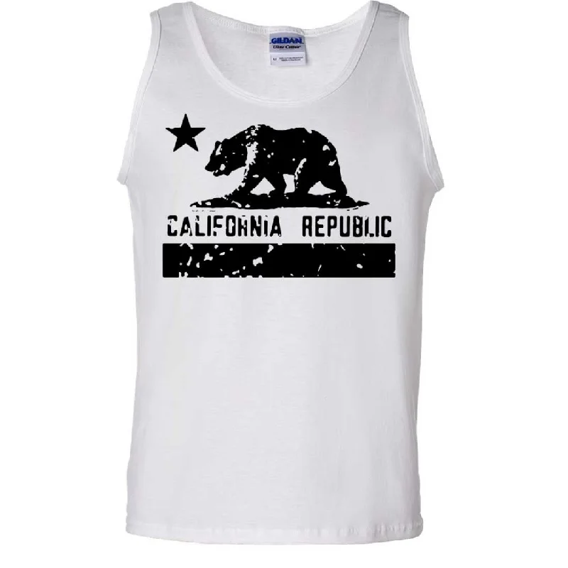 Men's thermal t - shirts with a high - neck design for cold weatherCalifornia Flag Black Print Silhouette Asst Colors Tank Top Men's thermal t - shirts with a high - neck design for cold weatherCalifornia Flag Black Print Silhouette Asst Colors Tank Top