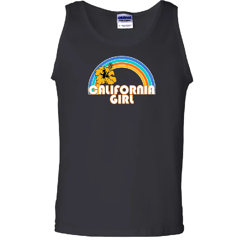 Men's moisture - wicking athletic t - shirts for intense workoutsCalifornia Girl Rainbow Hibiscus Asst Colors Tank Top Men's moisture - wicking athletic t - shirts for intense workoutsCalifornia Girl Rainbow Hibiscus Asst Colors Tank Top
