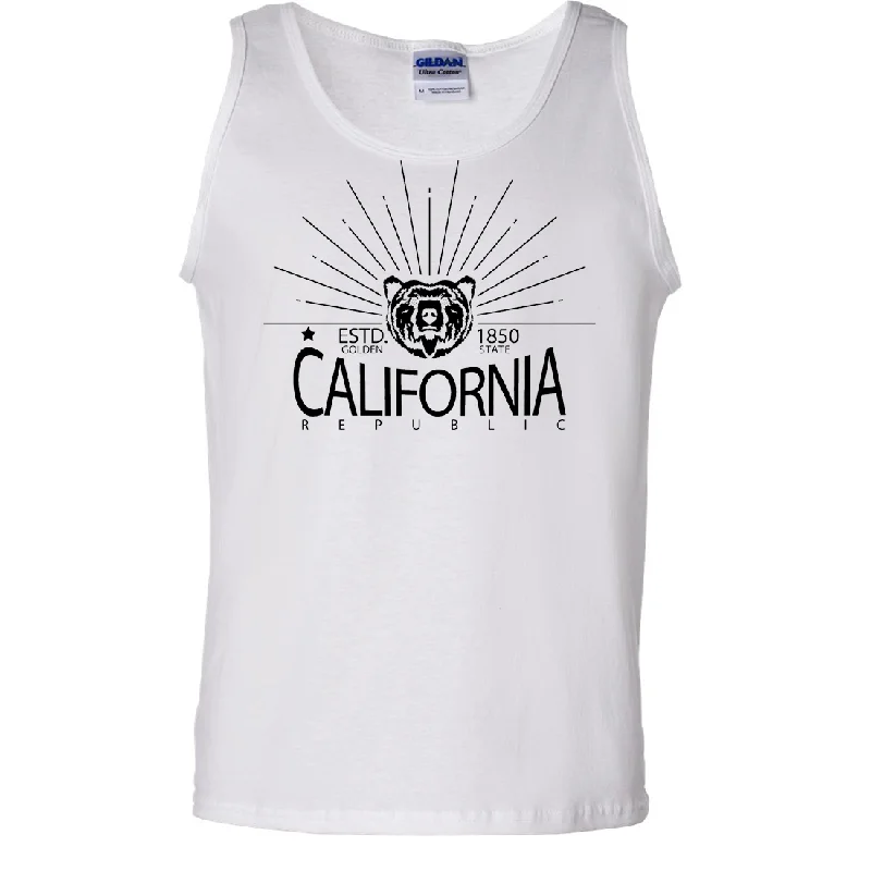 Men's tie - dye t - shirts with a bohemian styleCalifornia Golden State Black Print Asst Colors Tank Top Men's tie - dye t - shirts with a bohemian styleCalifornia Golden State Black Print Asst Colors Tank Top