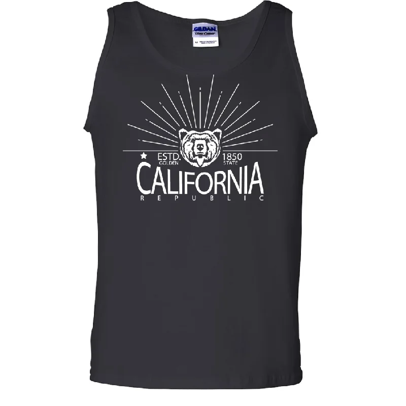 Men's UV - protection t - shirts for outdoor activities in the sunCalifornia Golden State White Print Asst Colors Tank Top Men's UV - protection t - shirts for outdoor activities in the sunCalifornia Golden State White Print Asst Colors Tank Top