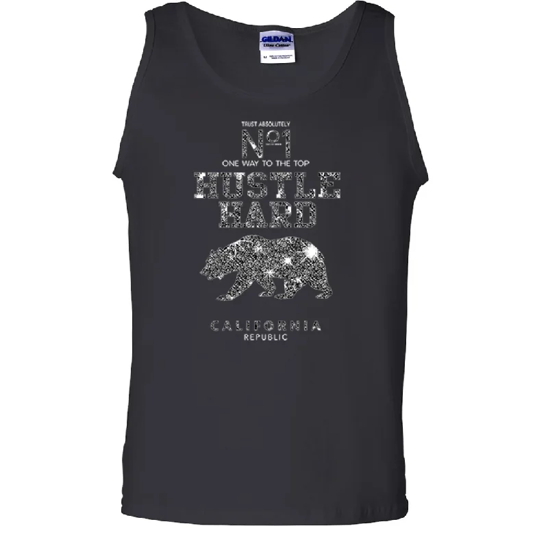 Men's thermal t - shirts with a high - neck design for cold weatherCalifornia Hustle Hard Sparkle Asst Colors Tank Top Men's thermal t - shirts with a high - neck design for cold weatherCalifornia Hustle Hard Sparkle Asst Colors Tank Top