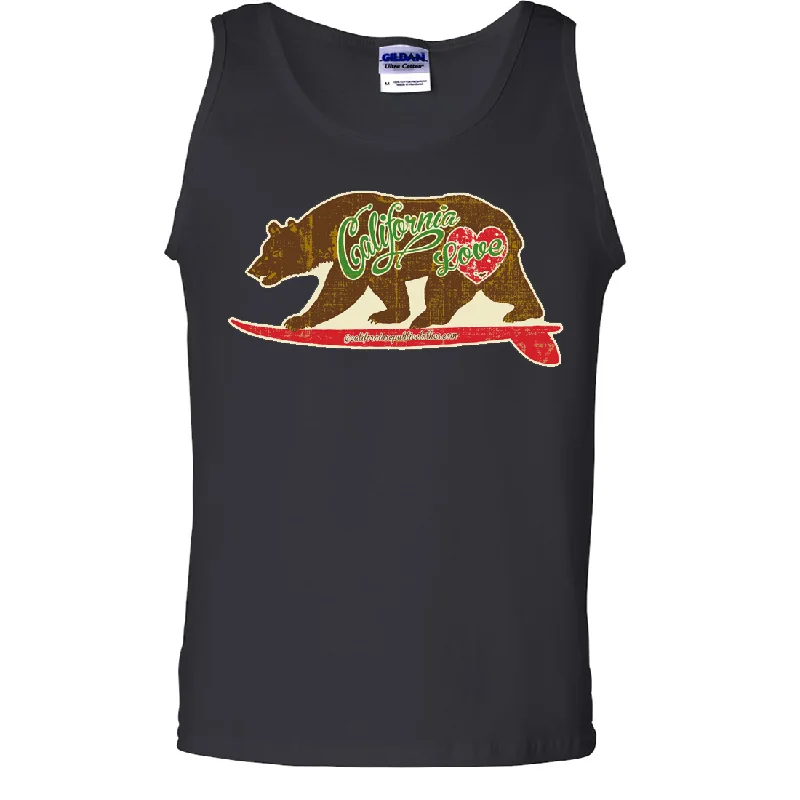 Men's lightweight performance t - shirts for running marathonsCalifornia Love Vintage Surfboard Asst Colors Tank Top Men's lightweight performance t - shirts for running marathonsCalifornia Love Vintage Surfboard Asst Colors Tank Top