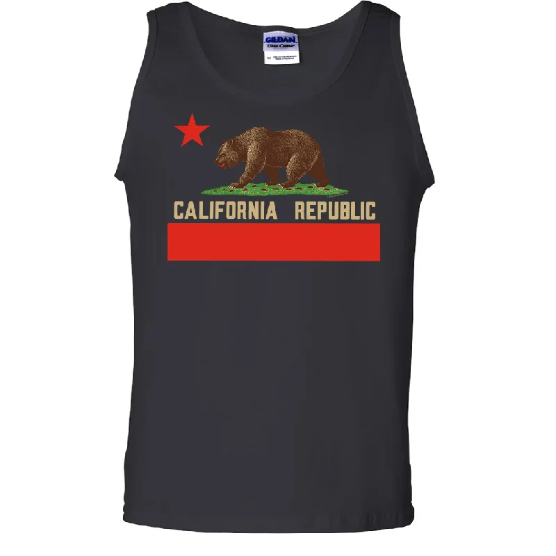 Men's button - front t - shirts with a unique artistic printDon Pimentel California Republic Bear Flag Asst Colors Tank Top Men's button - front t - shirts with a unique artistic printDon Pimentel California Republic Bear Flag Asst Colors Tank Top