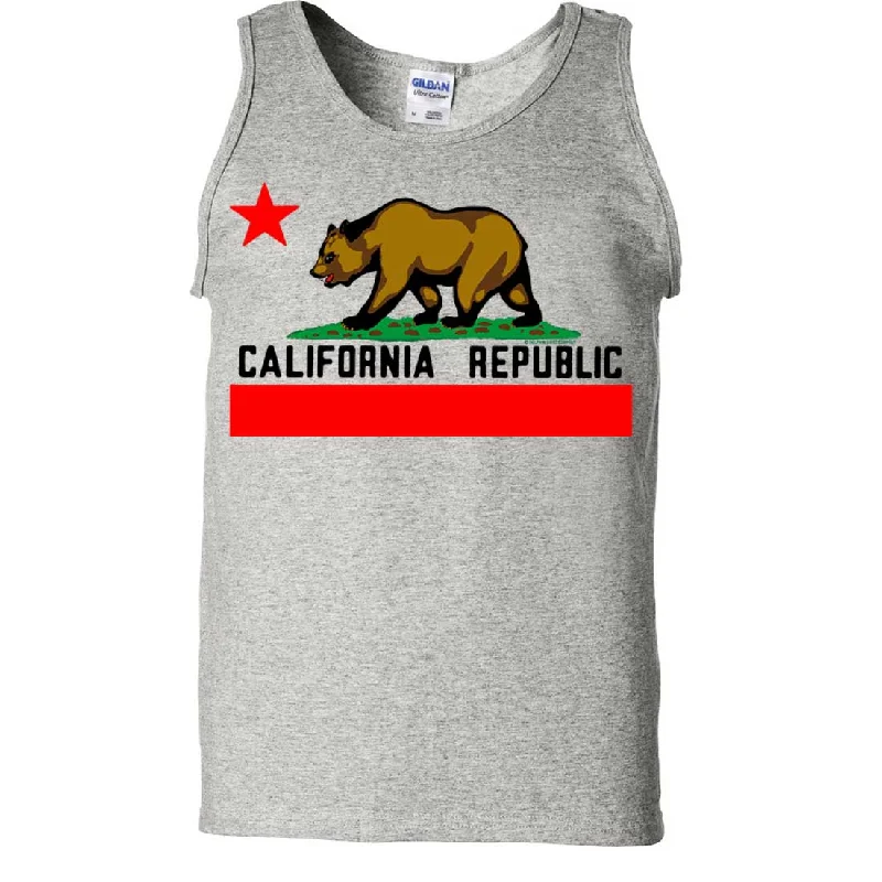 Men's lightweight performance t - shirts for running marathonsCalifornia Republic Borderless Bear Flag Black Text Asst Colors Tank Top Men's lightweight performance t - shirts for running marathonsCalifornia Republic Borderless Bear Flag Black Text Asst Colors Tank Top