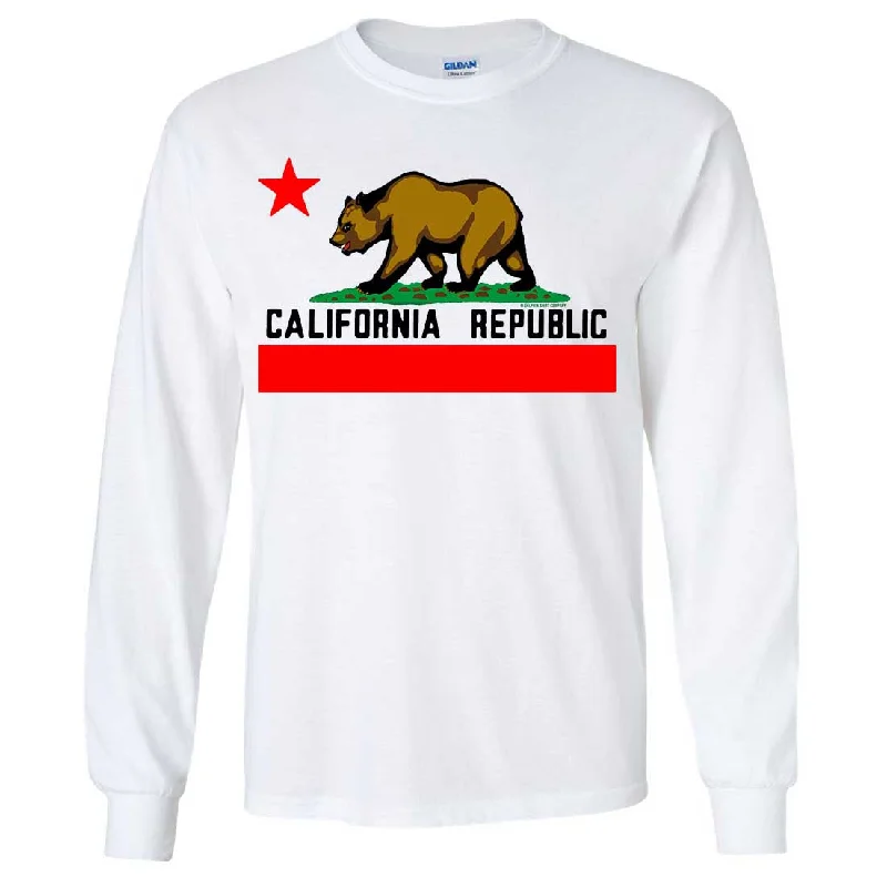 Men's mock - neck t - shirts with a modern and sleek styleCalifornia Republic Borderless Bear Flag Black Text Long Sleeve Shirt Men's mock - neck t - shirts with a modern and sleek styleCalifornia Republic Borderless Bear Flag Black Text Long Sleeve Shirt