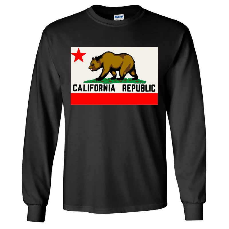 Men's plus - size pocket t - shirts with a classic lookCalifornia Republic Original Bear Flag Long Sleeve Shirt Men's plus - size pocket t - shirts with a classic lookCalifornia Republic Original Bear Flag Long Sleeve Shirt
