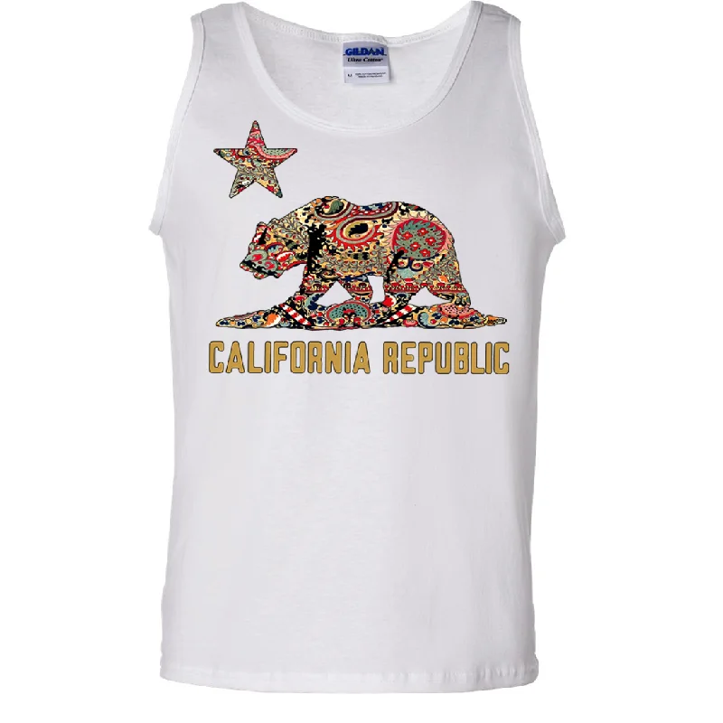 Men's button - front t - shirts with a unique artistic printCalifornia Republic Paisley Asst Colors Tank Top Men's button - front t - shirts with a unique artistic printCalifornia Republic Paisley Asst Colors Tank Top