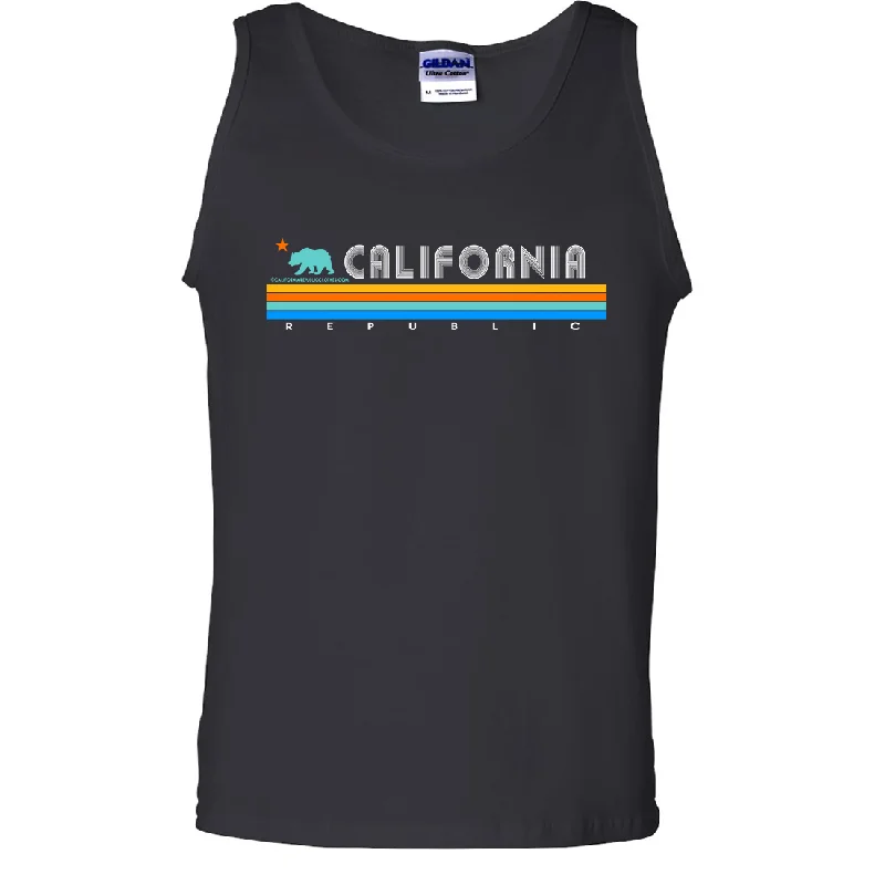 Men's slim - fit graphic t - shirts with vintage rock band printsCalifornia Republic Vintage Stripe Asst Colors Tank Top Men's slim - fit graphic t - shirts with vintage rock band printsCalifornia Republic Vintage Stripe Asst Colors Tank Top