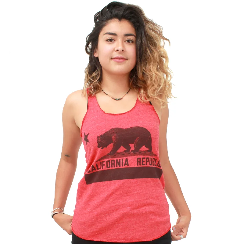 Men's tie - dye t - shirts with a bohemian styleCalifornia Republic Vintage Flag Racerback Tank Top Men's tie - dye t - shirts with a bohemian styleCalifornia Republic Vintage Flag Racerback Tank Top