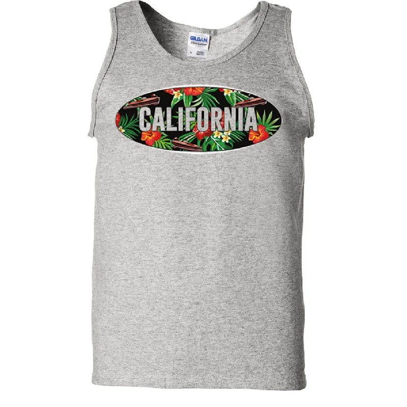 Men's mock - neck t - shirts with a modern and sleek styleCalifornia Tropical Flowers Logo Asst Colors Tank Top Men's mock - neck t - shirts with a modern and sleek styleCalifornia Tropical Flowers Logo Asst Colors Tank Top