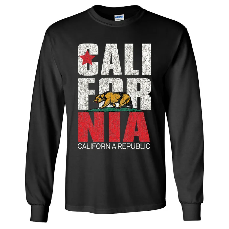 Men's printed Hawaiian t - shirts for tropical vacationsCalifornia Vintage Retro Bold Asst Colors Long Sleeve Shirt Men's printed Hawaiian t - shirts for tropical vacationsCalifornia Vintage Retro Bold Asst Colors Long Sleeve Shirt