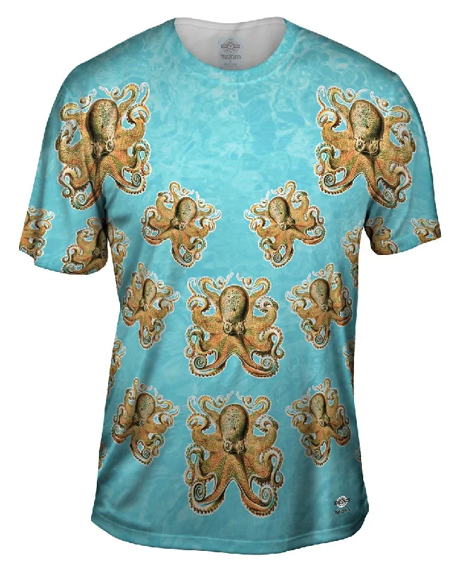 Men's UV - protection t - shirts for outdoor activities in the sunCheerful Orange Octopus Men's UV - protection t - shirts for outdoor activities in the sunCheerful Orange Octopus