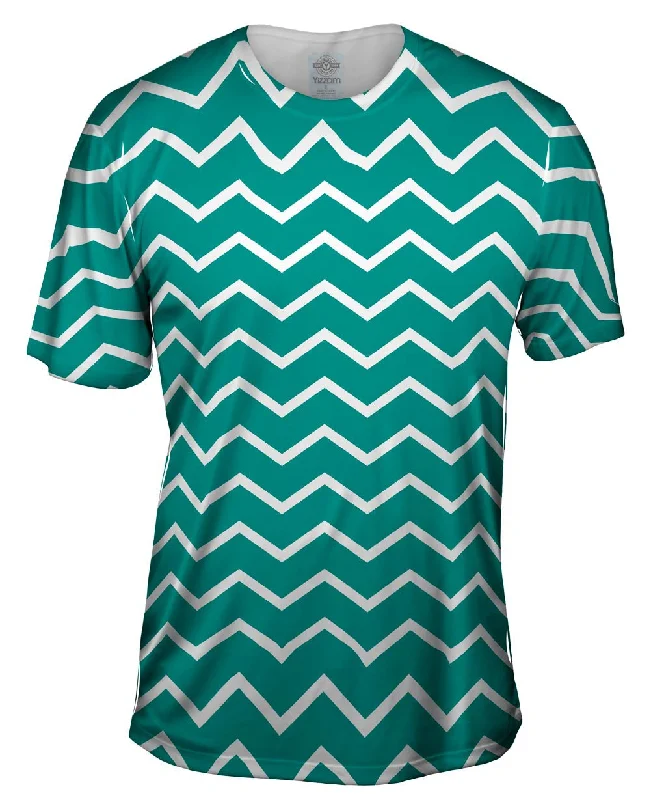 Men's long - sleeve henley t - shirts with button - down placketsChevron Turquoise White Reversed Men's long - sleeve henley t - shirts with button - down placketsChevron Turquoise White Reversed