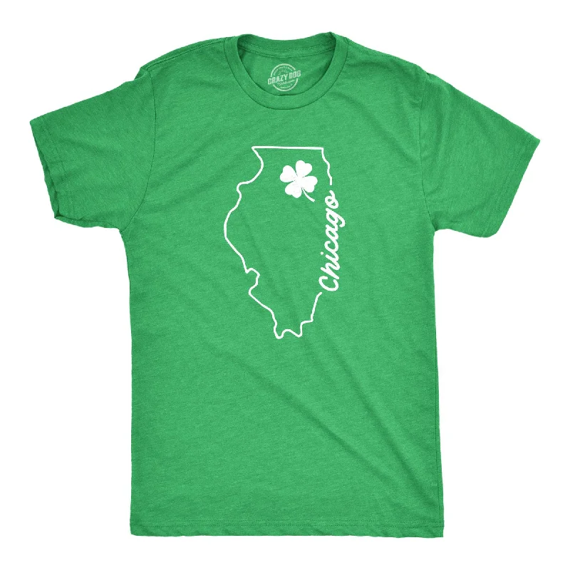 Men's thermal t - shirts with a high - neck design for cold weatherChicago Illinois Saint Patrick's Men's T Shirt Men's thermal t - shirts with a high - neck design for cold weatherChicago Illinois Saint Patrick's Men's T Shirt