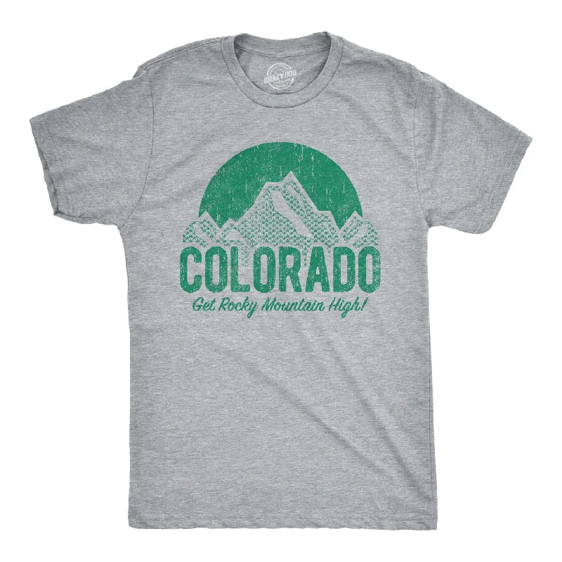 Men's organic cotton crew - neck t - shirts for everyday comfortColorado Get Rocky Mountain High Men's T Shirt Men's organic cotton crew - neck t - shirts for everyday comfortColorado Get Rocky Mountain High Men's T Shirt