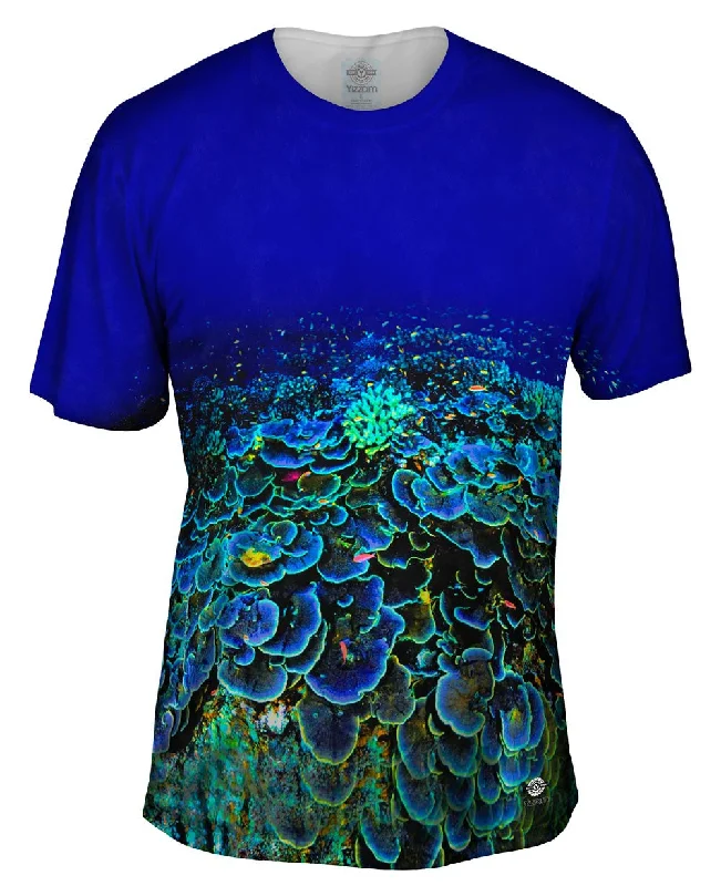 Men's short - sleeve linen t - shirts for summer beach outingsCoral Reef Color Eruption Men's short - sleeve linen t - shirts for summer beach outingsCoral Reef Color Eruption