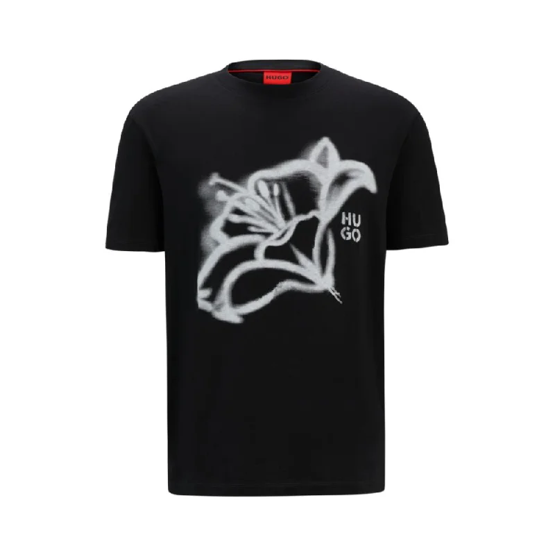 Men's UV - protection t - shirts for outdoor activities in the sunCotton-jersey relaxed-fit T-shirt with floral artwork Men's UV - protection t - shirts for outdoor activities in the sunCotton-jersey relaxed-fit T-shirt with floral artwork