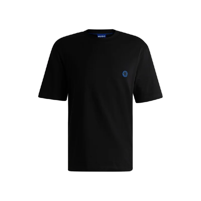 Men's plus - size pocket t - shirts with a classic lookCotton-jersey T-shirt with HAPPY HUGO logo Men's plus - size pocket t - shirts with a classic lookCotton-jersey T-shirt with HAPPY HUGO logo