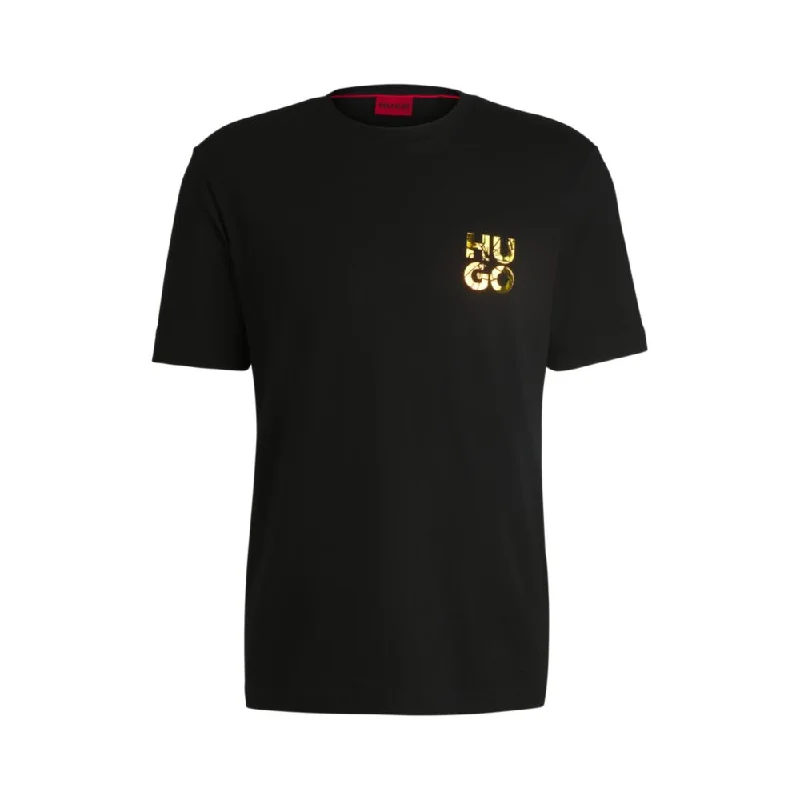 Men's ribbed t - shirts with a textured finish for added styleCotton-jersey T-shirt with stacked-logo print Men's ribbed t - shirts with a textured finish for added styleCotton-jersey T-shirt with stacked-logo print