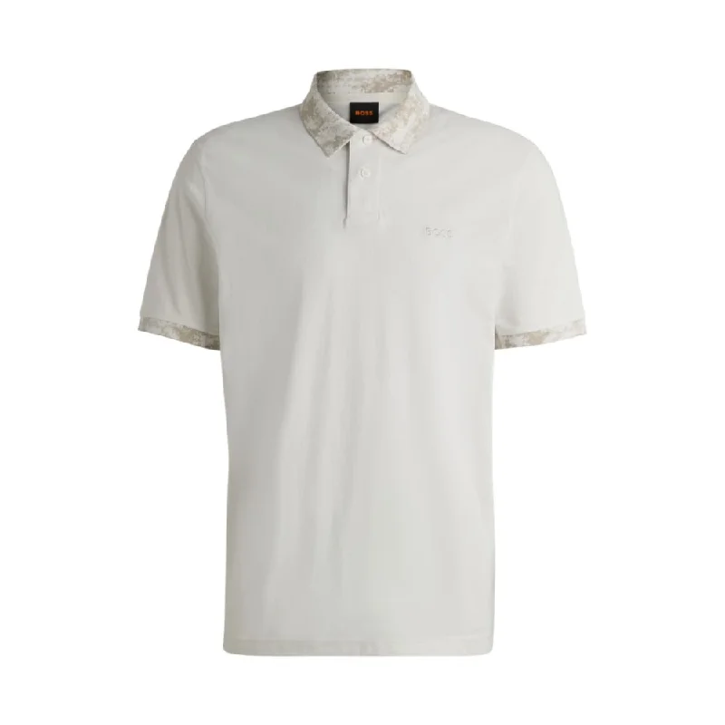 Men's button - front t - shirts with a unique artistic printCotton-piqu polo shirt with camouflage-print trims Men's button - front t - shirts with a unique artistic printCotton-piqu polo shirt with camouflage-print trims