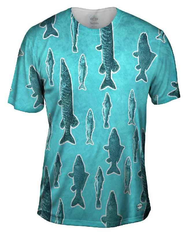 Men's ribbed t - shirts with a textured finish for added styleDapper Green Fish
