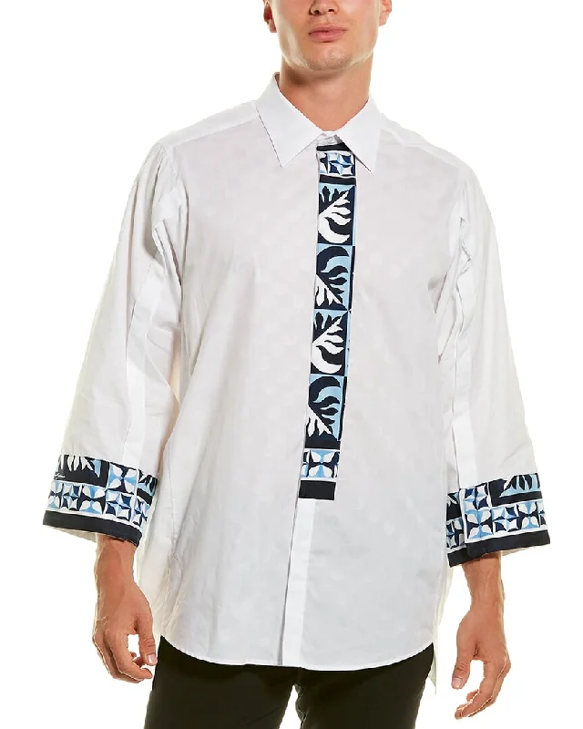 Men's plus - size pocket t - shirts with a classic lookDolce & Gabbana Majolica Print Mazzini Fit Woven Shirt Men's plus - size pocket t - shirts with a classic lookDolce & Gabbana Majolica Print Mazzini Fit Woven Shirt