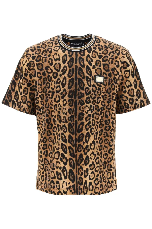 Men's short - sleeve linen t - shirts for summer beach outingsDolce & Gabbana Men's Leopard Print T-Shirt With Men's short - sleeve linen t - shirts for summer beach outingsDolce & Gabbana Men's Leopard Print T-Shirt With