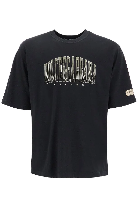 Men's tie - dye t - shirts with a bohemian styleDolce & Gabbana Men's T-Shirt With Logo Print Men's tie - dye t - shirts with a bohemian styleDolce & Gabbana Men's T-Shirt With Logo Print