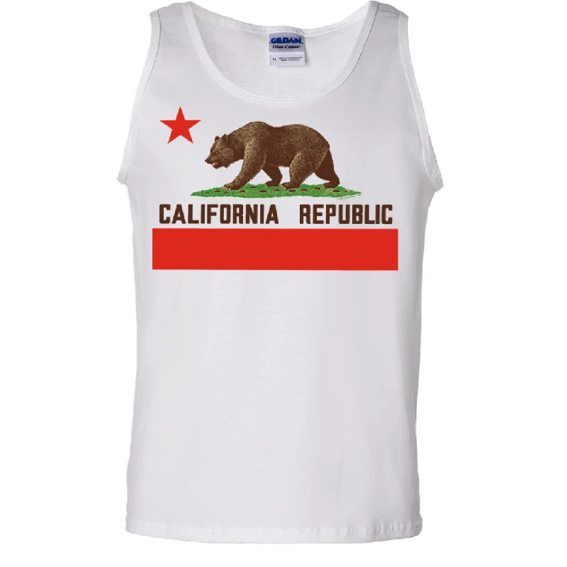 Men's organic cotton crew - neck t - shirts for everyday comfortDon Pimentel California Republic Bear Flag Brown Text Asst Colors Tank Top Men's organic cotton crew - neck t - shirts for everyday comfortDon Pimentel California Republic Bear Flag Brown Text Asst Colors Tank Top