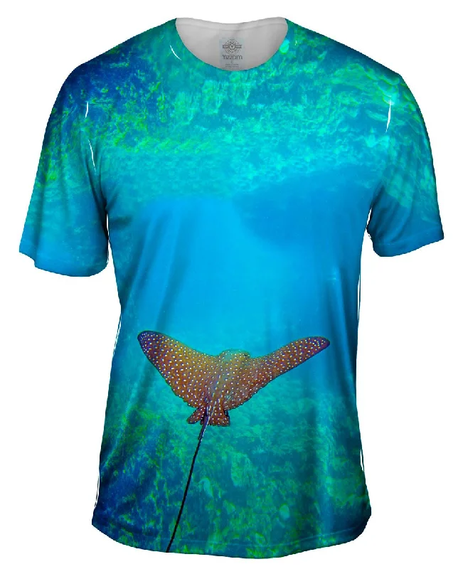 Men's organic cotton crew - neck t - shirts for everyday comfortEagle Ray Glides Underwater Men's organic cotton crew - neck t - shirts for everyday comfortEagle Ray Glides Underwater