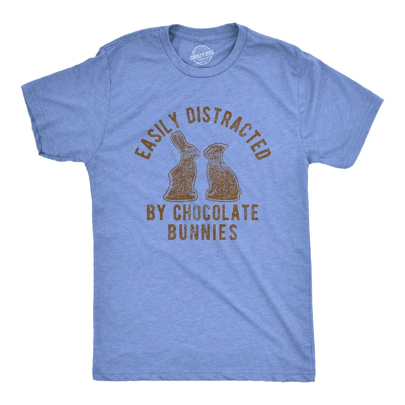 Men's ribbed t - shirts with a textured finish for added styleEasily Distracted By Chocolate Bunnies Men's T Shirt Men's ribbed t - shirts with a textured finish for added styleEasily Distracted By Chocolate Bunnies Men's T Shirt