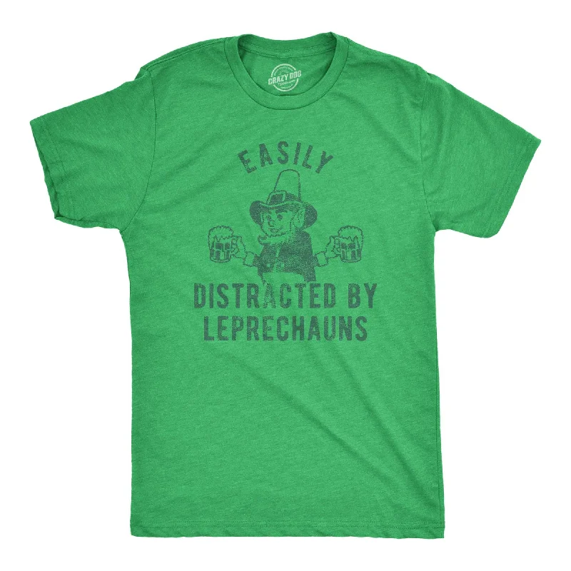 Men's printed Hawaiian t - shirts for tropical vacationsEasily Distracted By Leprechauns Men's T Shirt Men's printed Hawaiian t - shirts for tropical vacationsEasily Distracted By Leprechauns Men's T Shirt