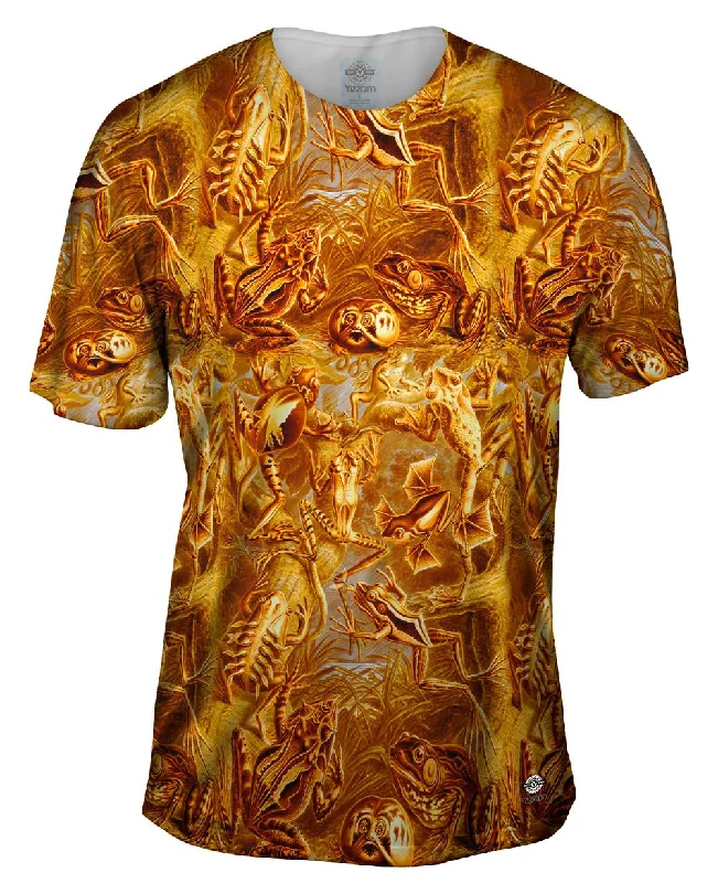 Men's mock - neck t - shirts with a modern and sleek styleErnst Haeckel - "Batrachia Orange" (1904) Men's mock - neck t - shirts with a modern and sleek styleErnst Haeckel - "Batrachia Orange" (1904)