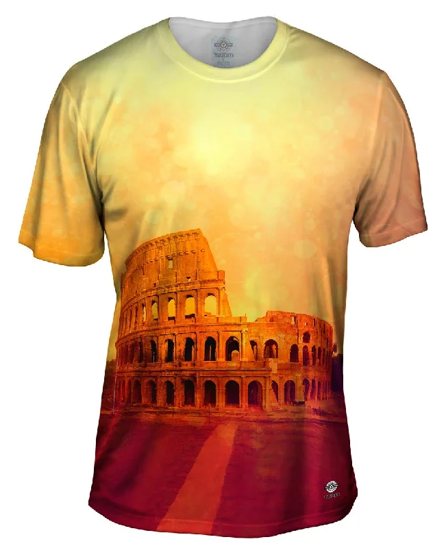 Men's slim - fit graphic t - shirts with vintage rock band printsFashion Golden Colosseum Rome Italy Men's slim - fit graphic t - shirts with vintage rock band printsFashion Golden Colosseum Rome Italy