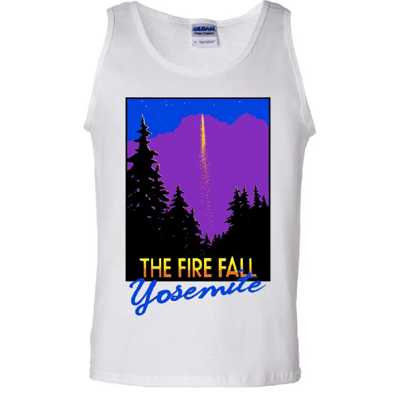 Men's eco - friendly recycled t - shirts for sustainable fashion choicesFire Fall Yosemite California Asst Colors Tank Top Men's eco - friendly recycled t - shirts for sustainable fashion choicesFire Fall Yosemite California Asst Colors Tank Top
