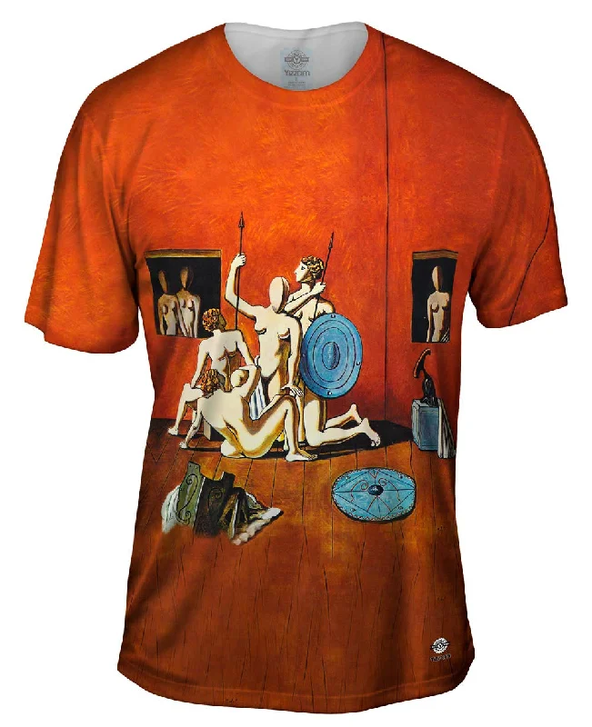 Men's short - sleeve linen t - shirts for summer beach outingsGiorgio De Chirico - "Gladiators" Men's short - sleeve linen t - shirts for summer beach outingsGiorgio De Chirico - "Gladiators"
