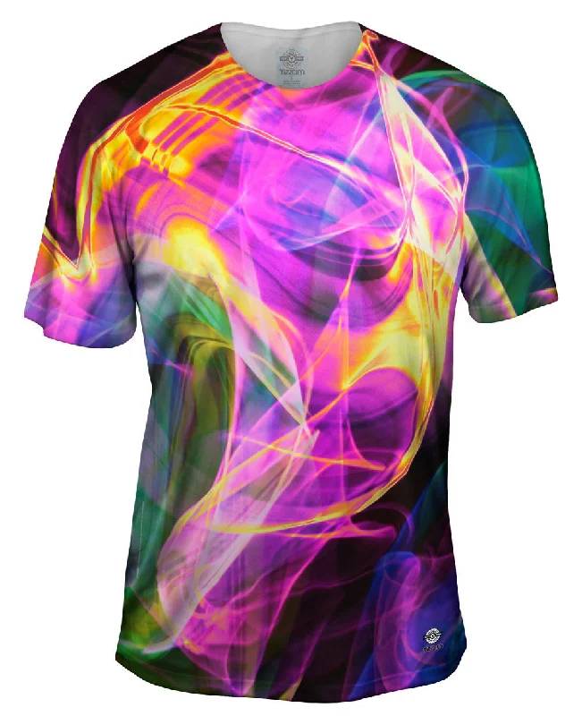 Men's eco - friendly recycled t - shirts for sustainable fashion choicesGlowstick Swirl Pink Men's eco - friendly recycled t - shirts for sustainable fashion choicesGlowstick Swirl Pink