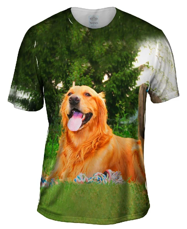 Men's v - neck muscle t - shirts for a body - building aestheticGolden Lab With Rope Toy Men's v - neck muscle t - shirts for a body - building aestheticGolden Lab With Rope Toy