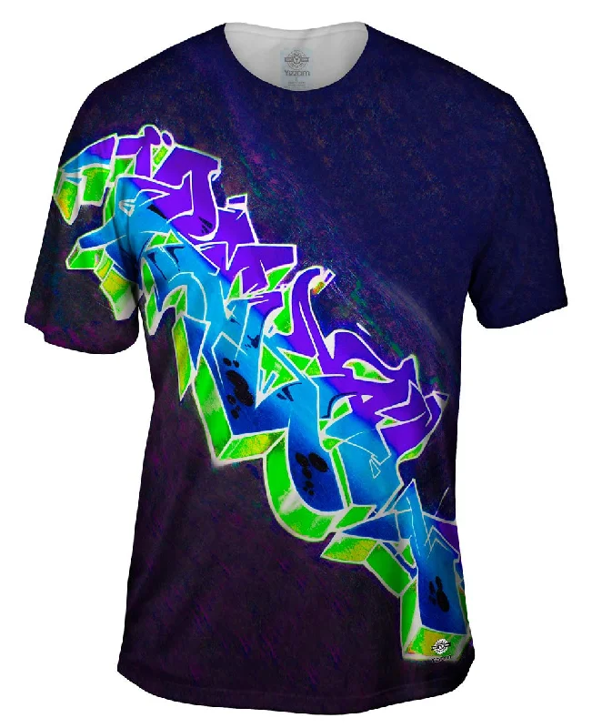 Men's moisture - wicking athletic t - shirts for intense workoutsGraffiti Purple Planet Graffiti Art Basel Miami 2013 Men's moisture - wicking athletic t - shirts for intense workoutsGraffiti Purple Planet Graffiti Art Basel Miami 2013