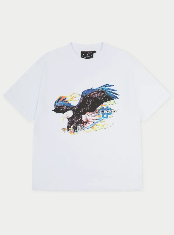 Men's button - front t - shirts with a unique artistic printGRAPHIC FLAME VINTAGE T-SHIRT - WHITE Men's button - front t - shirts with a unique artistic printGRAPHIC FLAME VINTAGE T-SHIRT - WHITE